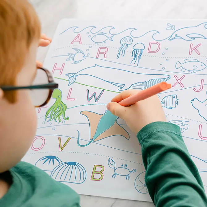 Super Petit Set de Table à Colorier Réversible et ses 3 Feutres - Lettres de l'Alphabet