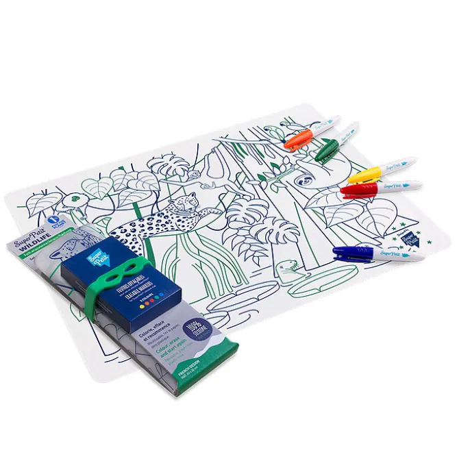 Super Petit Set de Table à Colorier et ses 5 Feutres - Amazonie