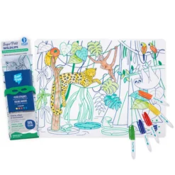Super Petit Set de Table à Colorier et ses 5 Feutres - Amazonie