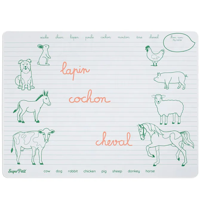 Super Petit Set de Table à Colorier Réversible et son Feutre - Les Animaux de la Ferme