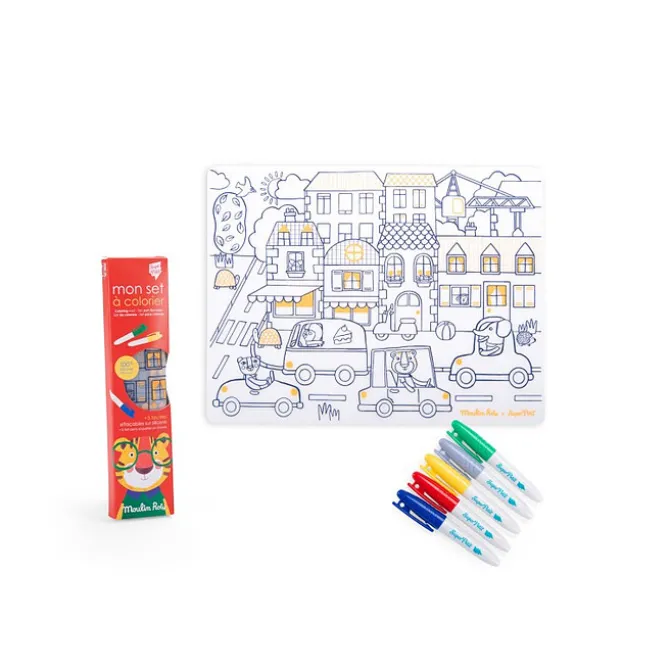 Super Petit Set de Table à Colorier et ses 5 feutres - Les Popipop