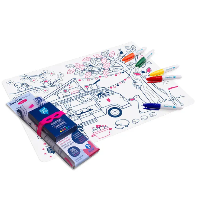 Super Petit Set de Table à Colorier et ses 5 feutres - Dream Van