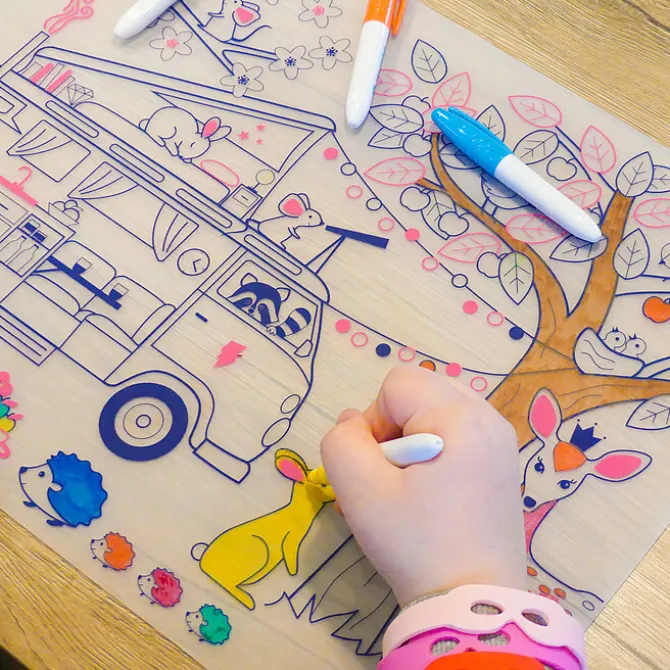 Super Petit Set de Table à Colorier et ses 5 feutres - Dream Van