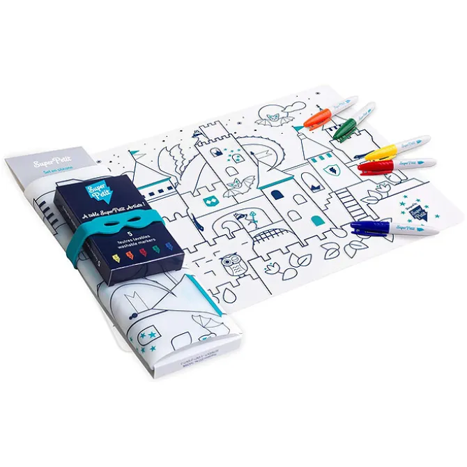 Super Petit Set de Table à Colorier et ses 5 feutres - Château