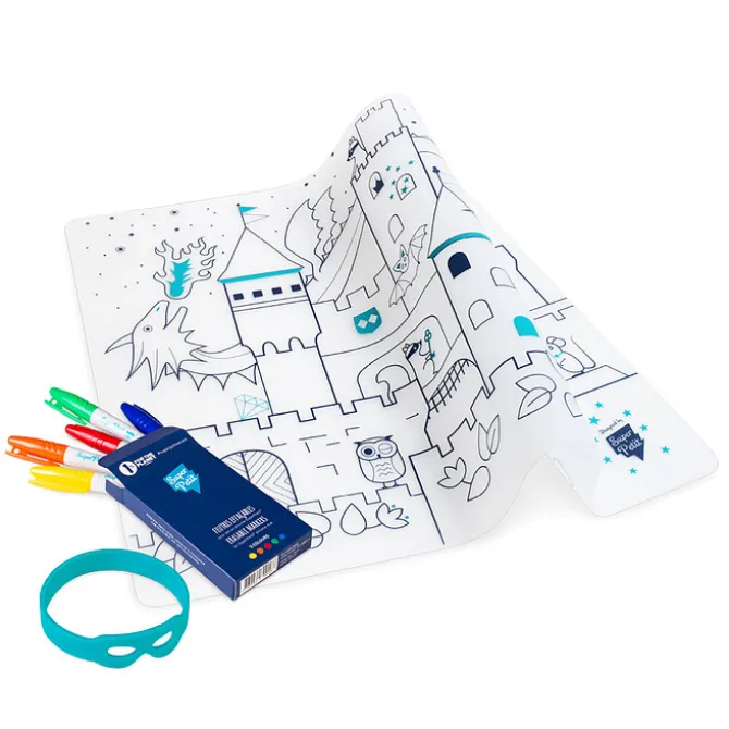 Super Petit Set de Table à Colorier et ses 5 feutres - Château