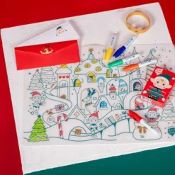 Super Petit Set de Table à Colorier et ses 5 feutres - Le Village de Noël