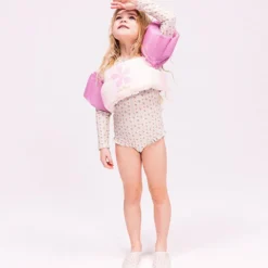 Swim Essentials Gilet de Nage avec Brassards Pink Flower Market - 2/6 Ans