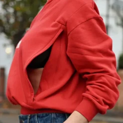 Tajinebanane Sweat d'Allaitement Mom Rouge - M
