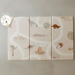 Tapilou Tapis de Jeu Réversible Tapilou x BABYATOUTPRIX - Carte du Monde / Dinosaures