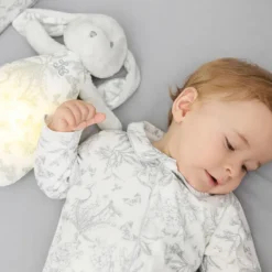 Tartine et Chocolat Augustin le Lapin Veilleuse Musical - Toile de Jouy Gris