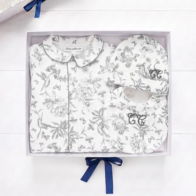 Tartine et Chocolat Coffret de Naissance Toile de Jouy Gris - 1 Mois