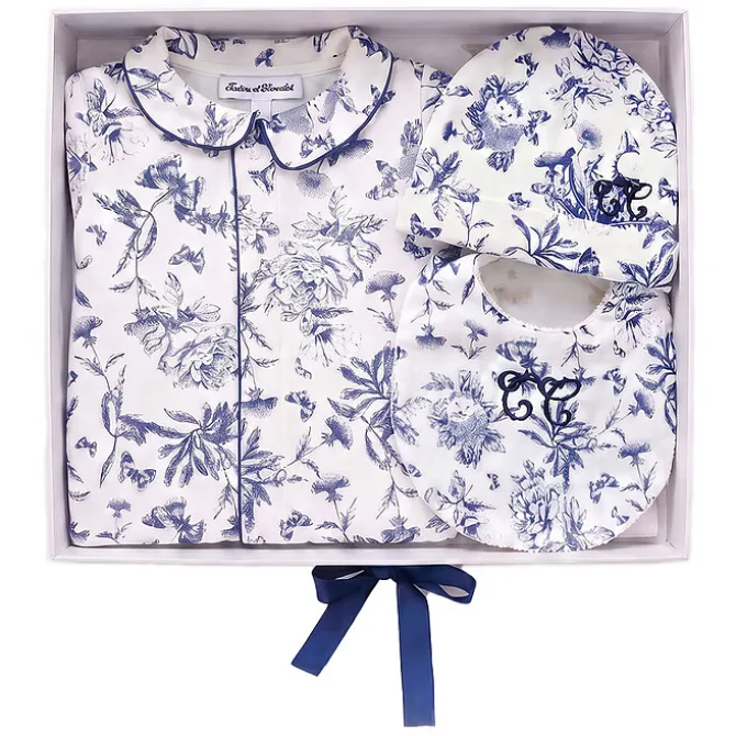 Tartine et Chocolat Coffret de Naissance Toile de Jouy Bleu - 3 Mois