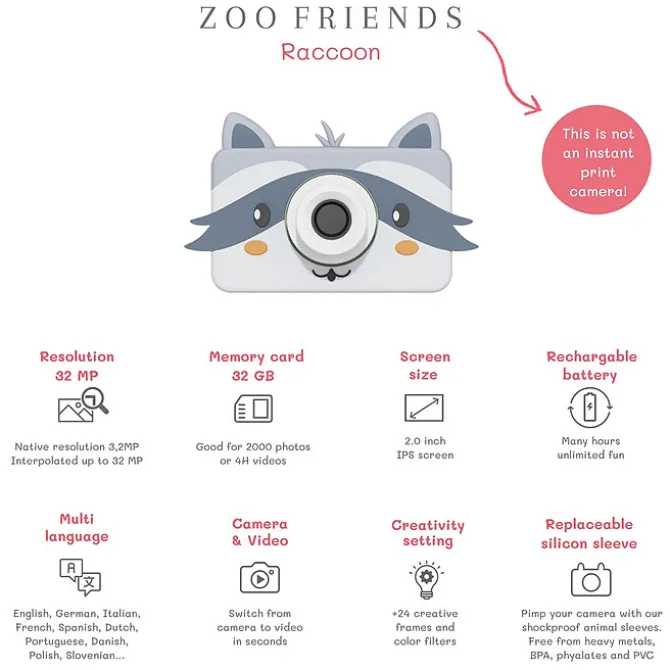 The Zoofamily Appareil Photo Numérique Zoofriends - Raton Laveur