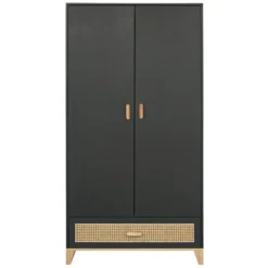 Théo Armoire 2 Portes en Rotin Nami - Onyx