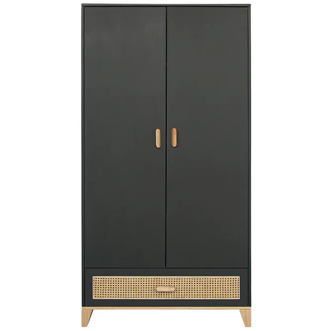 Théo Armoire 2 Portes en Rotin Nami - Onyx