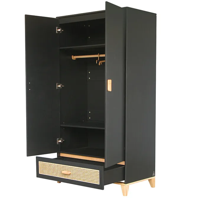 Théo Armoire 2 Portes en Rotin Nami - Onyx