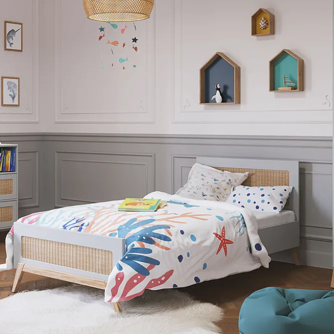 Théo Lit Junior en Rotin Marelia Lune - 90 x 200 cm