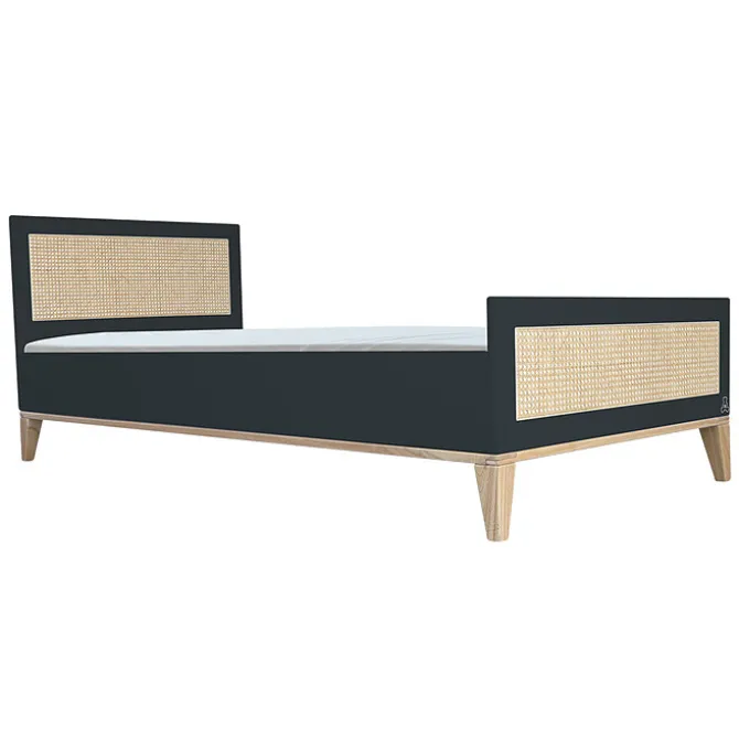 Théo Lit Junior en Rotin Nami Onyx - 90 x 200 cm