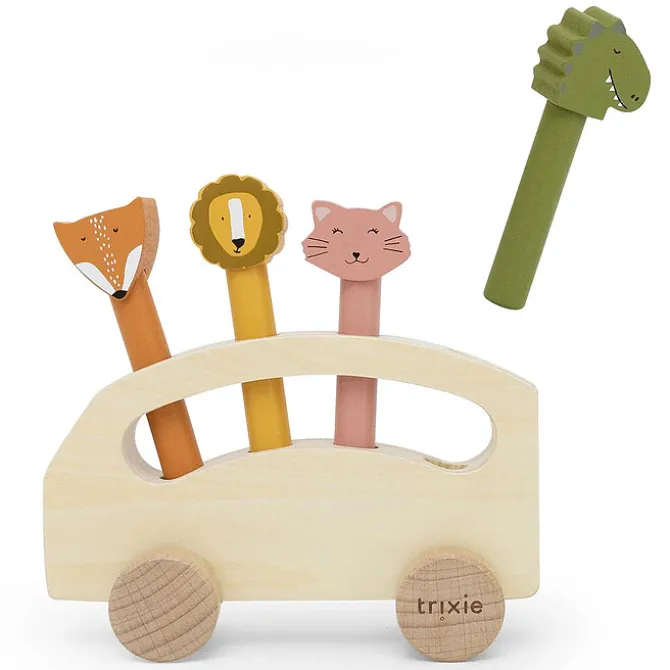 Trixie Baby Bus en Bois avec Animaux Pop-up