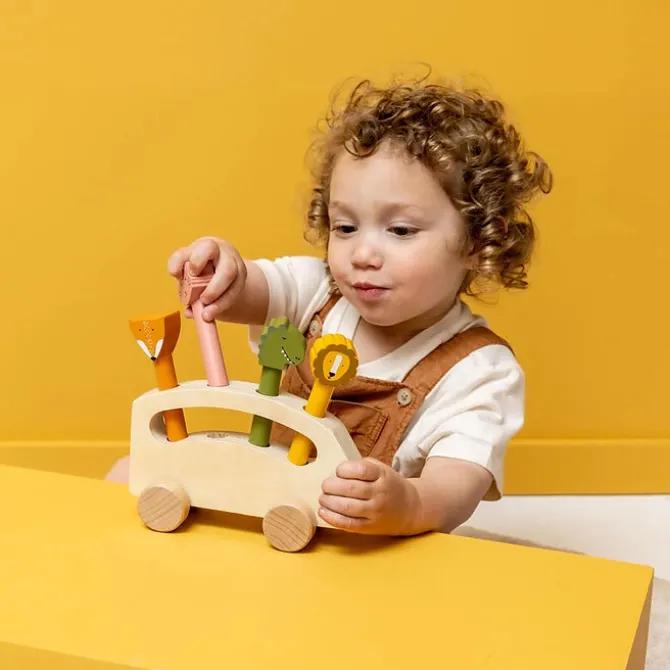 Trixie Baby Bus en Bois avec Animaux Pop-up