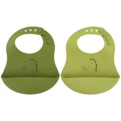 Trixie Baby Lot de 2 Bavoirs en Silicone - Mr. Dino