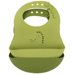 Trixie Baby Lot de 2 Bavoirs en Silicone - Mr. Dino