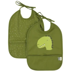 Trixie Baby Lot de 2 Bavoirs Imperméables - Mr. Dino