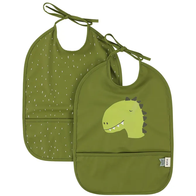 Trixie Baby Lot de 2 Bavoirs Imperméables - Mr. Dino