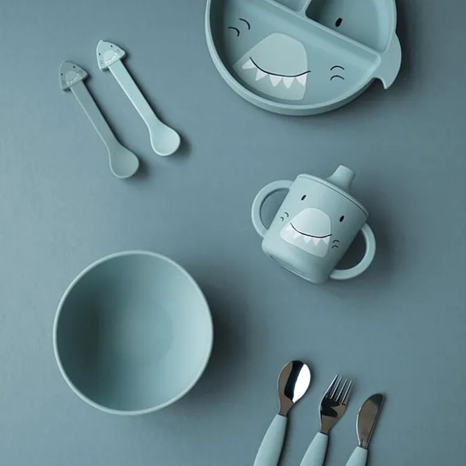 Trixie Baby Lot de 2 Cuillères en Silicone - Mr. Shark