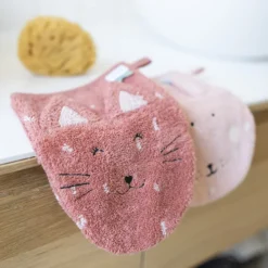 Trixie Baby Lot de 2 Gants de Toilette - Mrs. Cat & Mrs. Rabbit