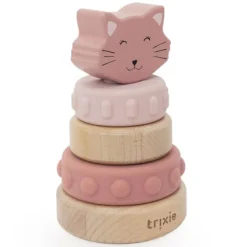 Trixie Baby Tour à Empiler en Bois et Silicone - Mrs. Cat