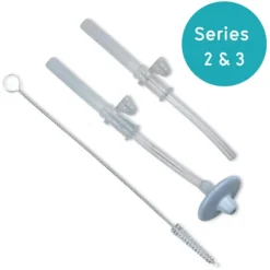 TUM TUM Lot de 2 Pailles Lestées et 1 Goupillon V3 - Gris