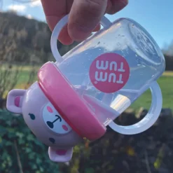 TUM TUM Tasse Anti-fuites et Paille Lestée V3 Ourson Rose - 200 ml