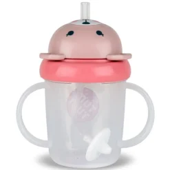 TUM TUM Tasse Anti-fuites et Paille Lestée V3 Ourson Rose - 200 ml