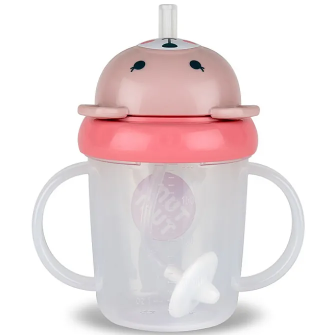 TUM TUM Tasse Anti-fuites et Paille Lestée V3 Ourson Rose - 200 ml