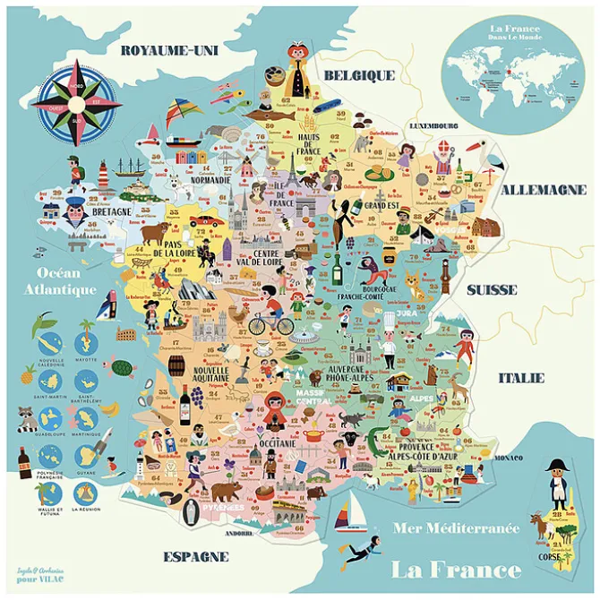 Vilac Carte de France Magnétique - Ingela P. Arrhenius