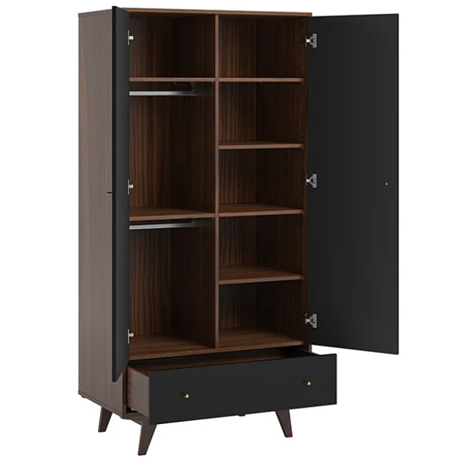 Vox Meubles Armoire 2 Portes Mid - Noir et Noyer