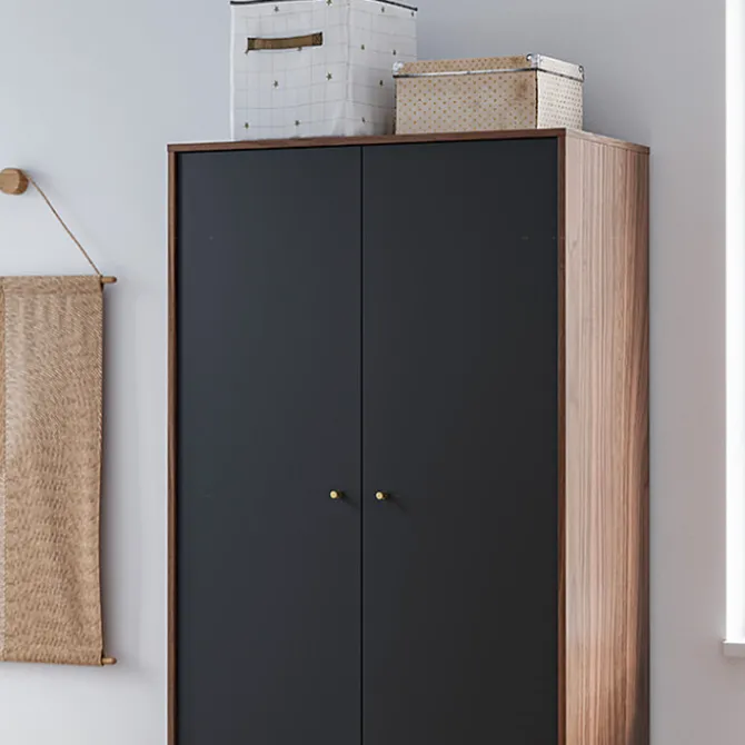 Vox Meubles Armoire 2 Portes Mid - Noir et Noyer