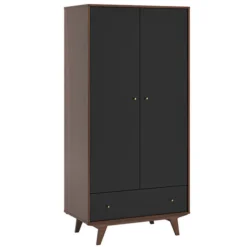 Vox Meubles Armoire 2 Portes Mid - Noir et Noyer