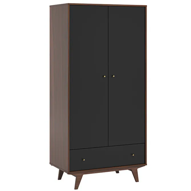 Vox Meubles Armoire 2 Portes Mid - Noir et Noyer