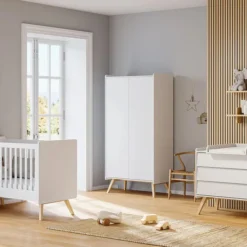 Vox Meubles Armoire 2 Portes Vintage - Blanc et Chêne