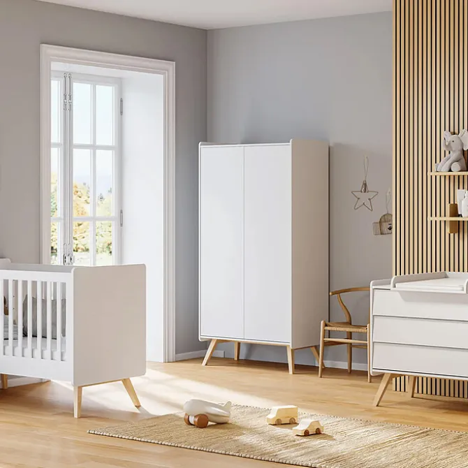 Vox Meubles Armoire 2 Portes Vintage - Blanc et Chêne