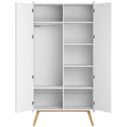 Vox Meubles Armoire 2 Portes Vintage - Blanc et Chêne