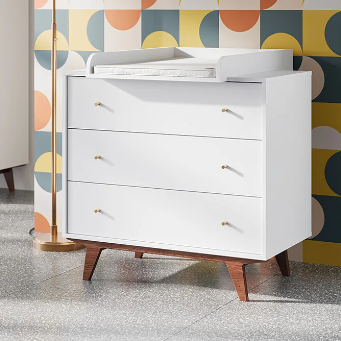 Vox Meubles Commode et Plan à Langer Mid II - Blanc et Noyer