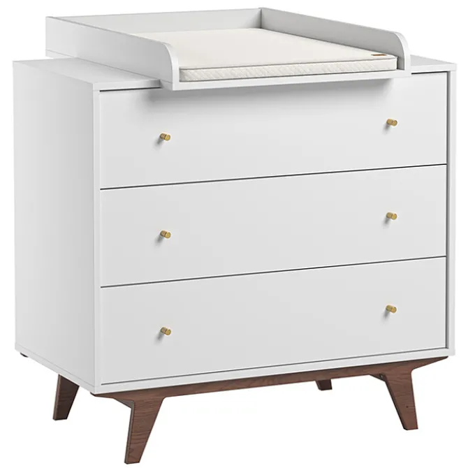 Vox Meubles Commode et Plan à Langer Mid II - Blanc et Noyer