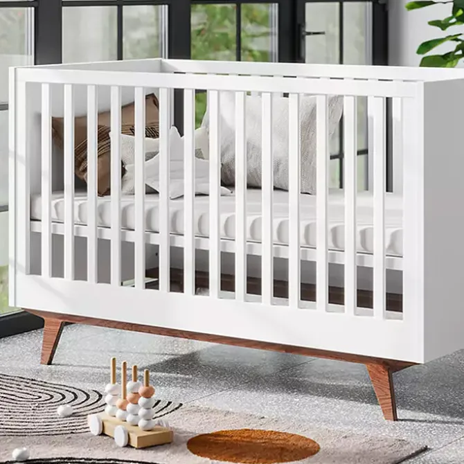 Vox Meubles Lit Bébé Evolutif Mid II Blanc et Noyer - 70 x 140 cm