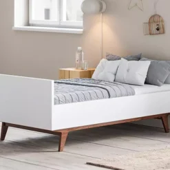 Vox Meubles Lit Bébé Evolutif Mid II Blanc et Noyer - 70 x 140 cm