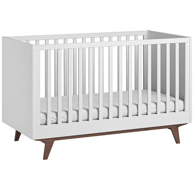 Vox Meubles Lit Bébé Evolutif Mid II Blanc et Noyer - 70 x 140 cm