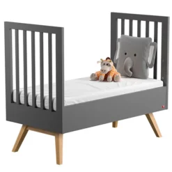 Vox Meubles Lit Bébé Evolutif Nature Gris - 70 x 140 cm