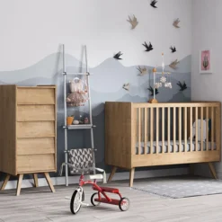 Vox Meubles Lit Bébé Evolutif Vintage Chêne - 70 x 140 cm